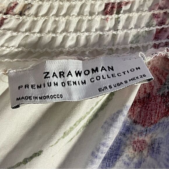 Zara White Floral Off-Shoulder Top Size Small - Picture 7 of 12